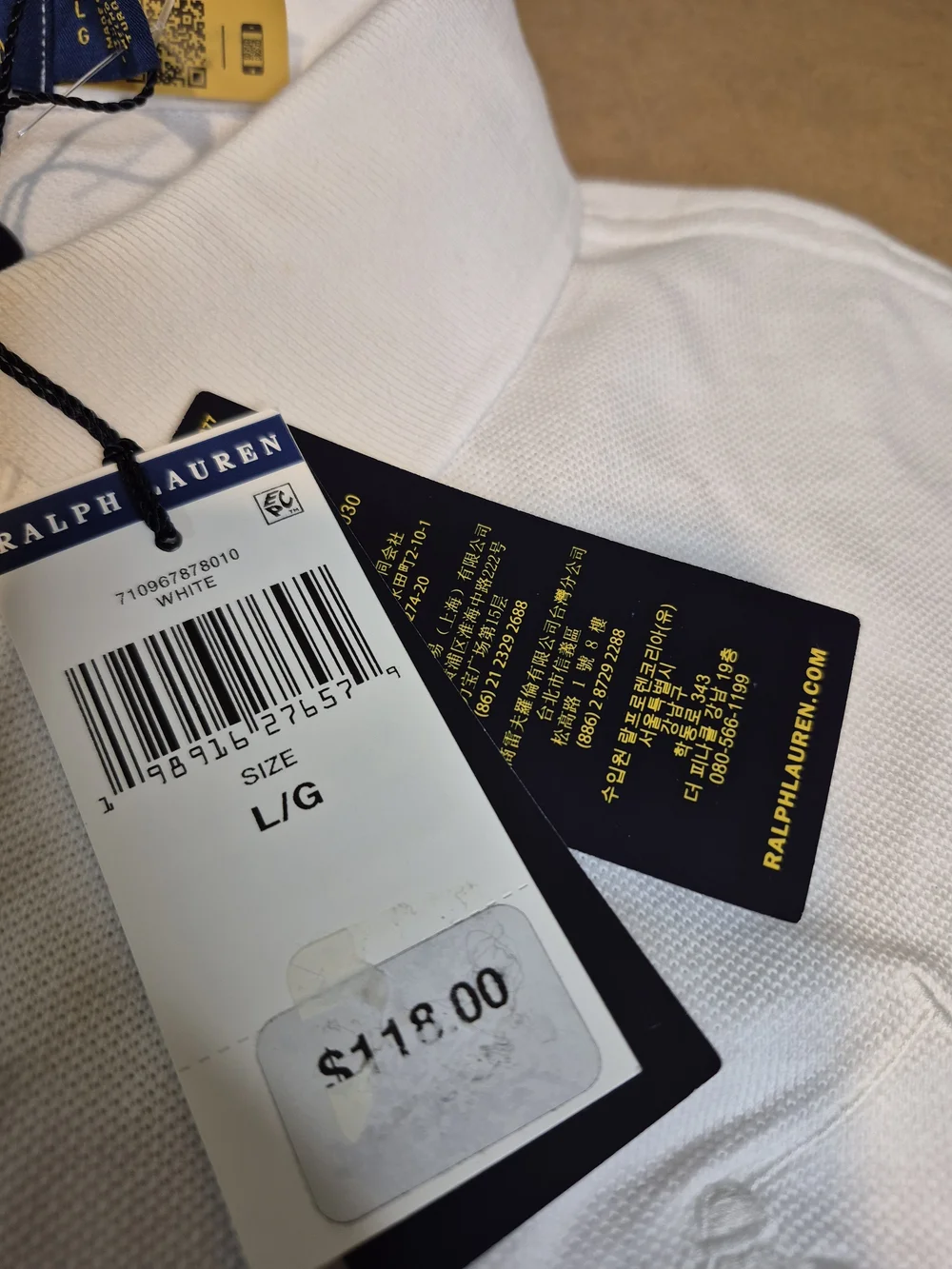 Polo by Ralph Lauren Men’s White Pique Polo with Big Pony 4506/20